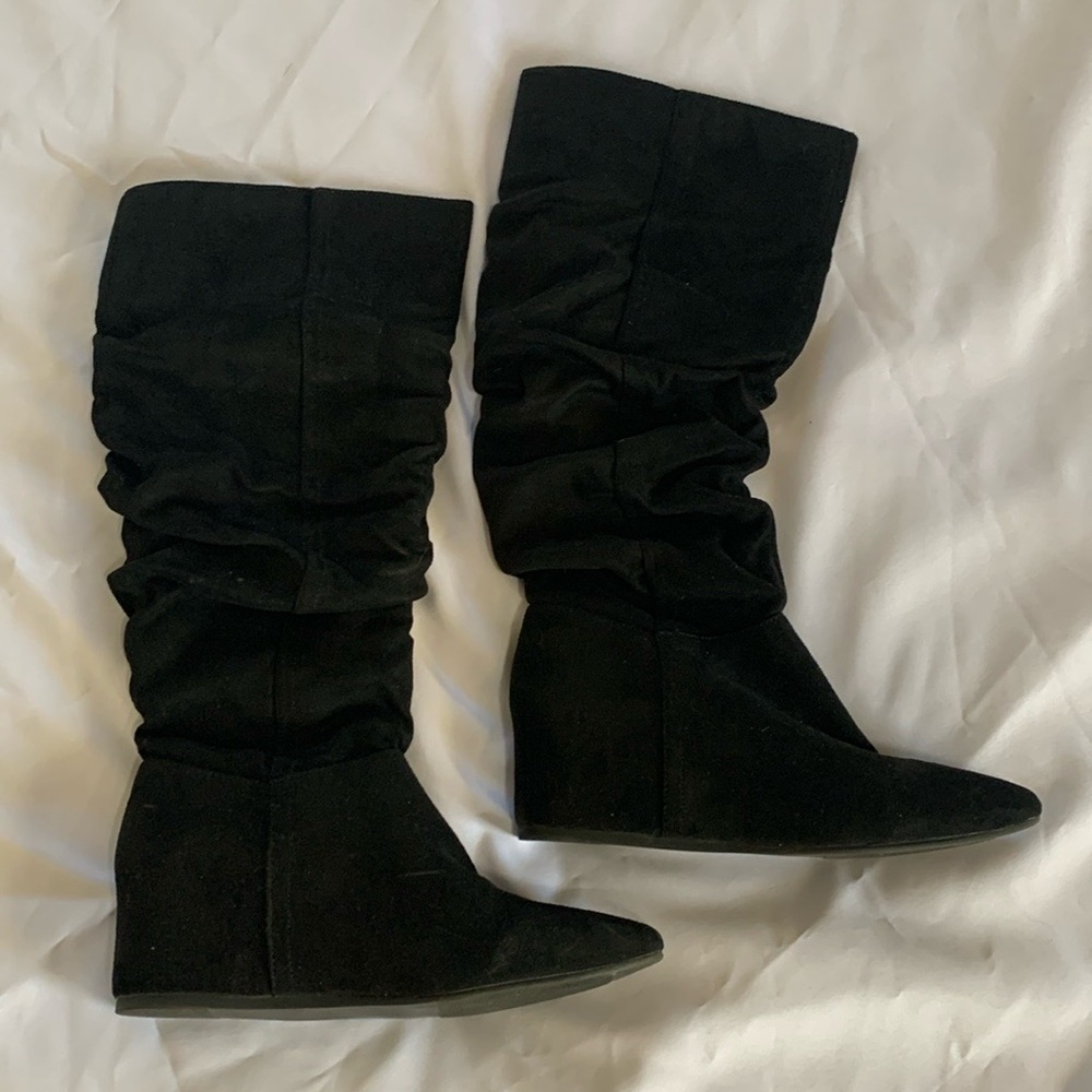 Justfab black slouch wedge women’s boots
